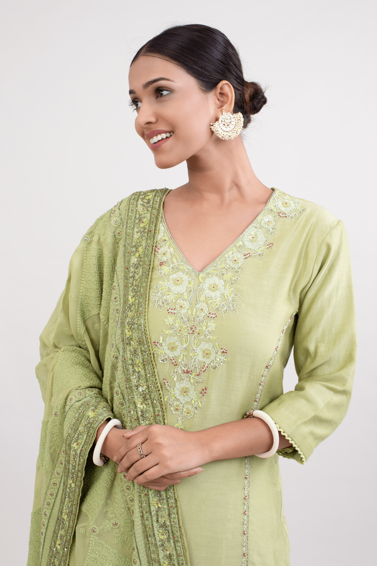 FS 102// Pista Chanderi kurta palazzo