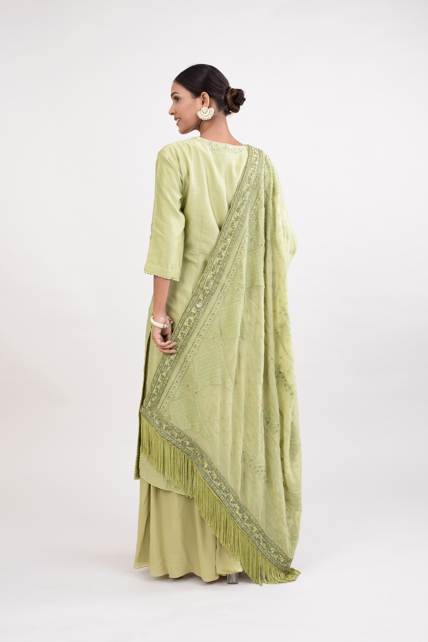 FS 102// Pista Chanderi kurta palazzo