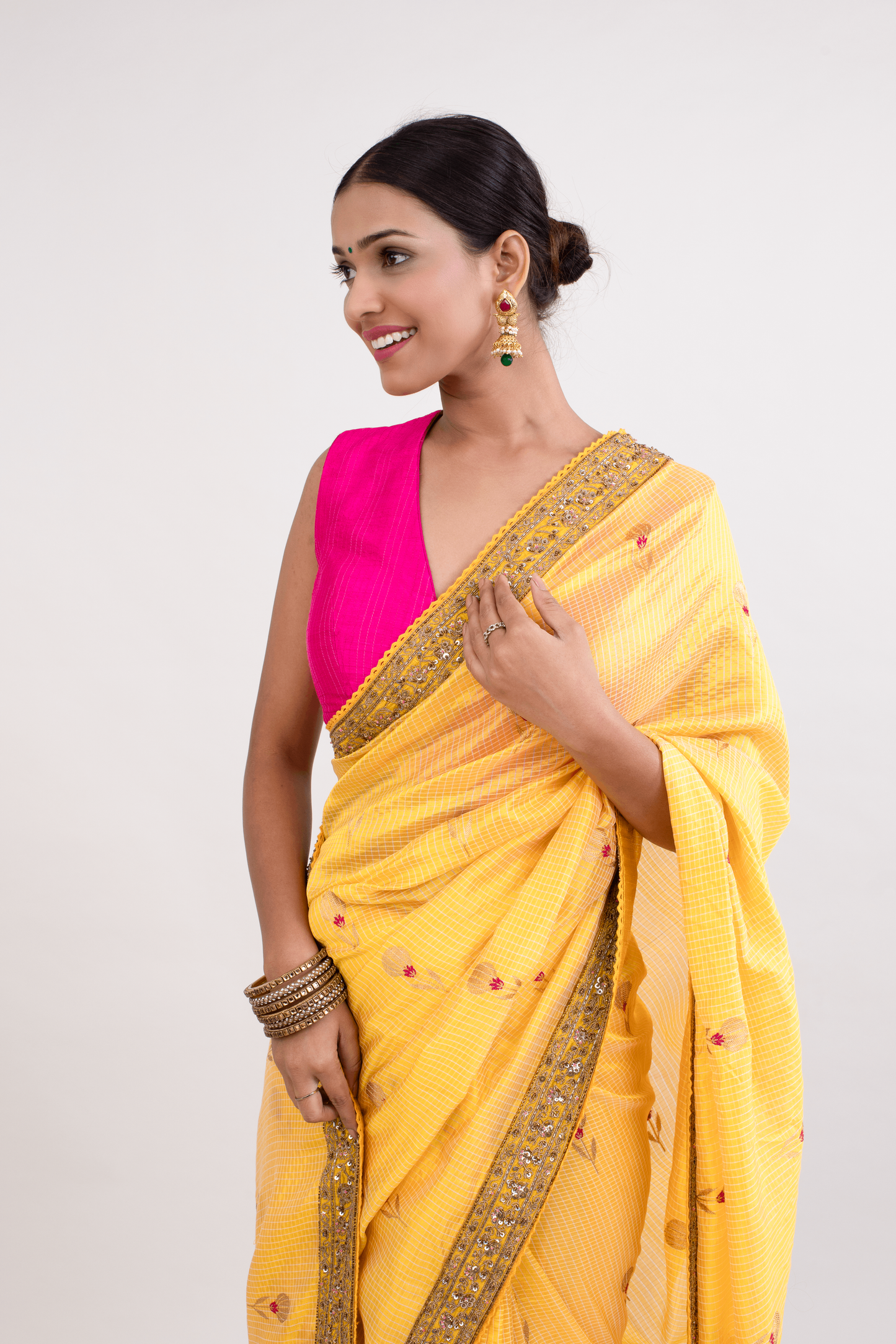 FS 116// Yellow silk cotton saree