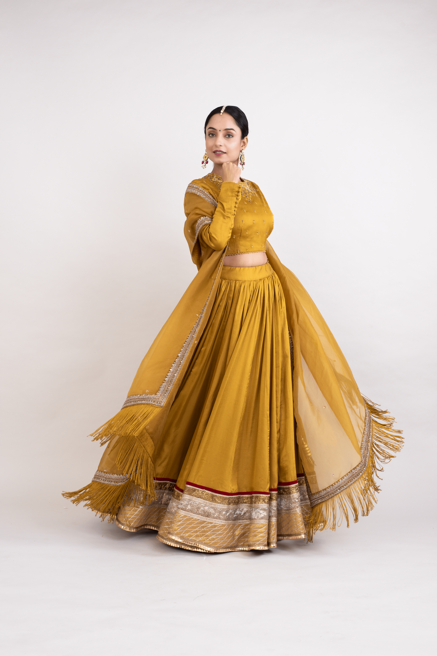 FS 124 // Mustard chokar neck blouse and lehenga