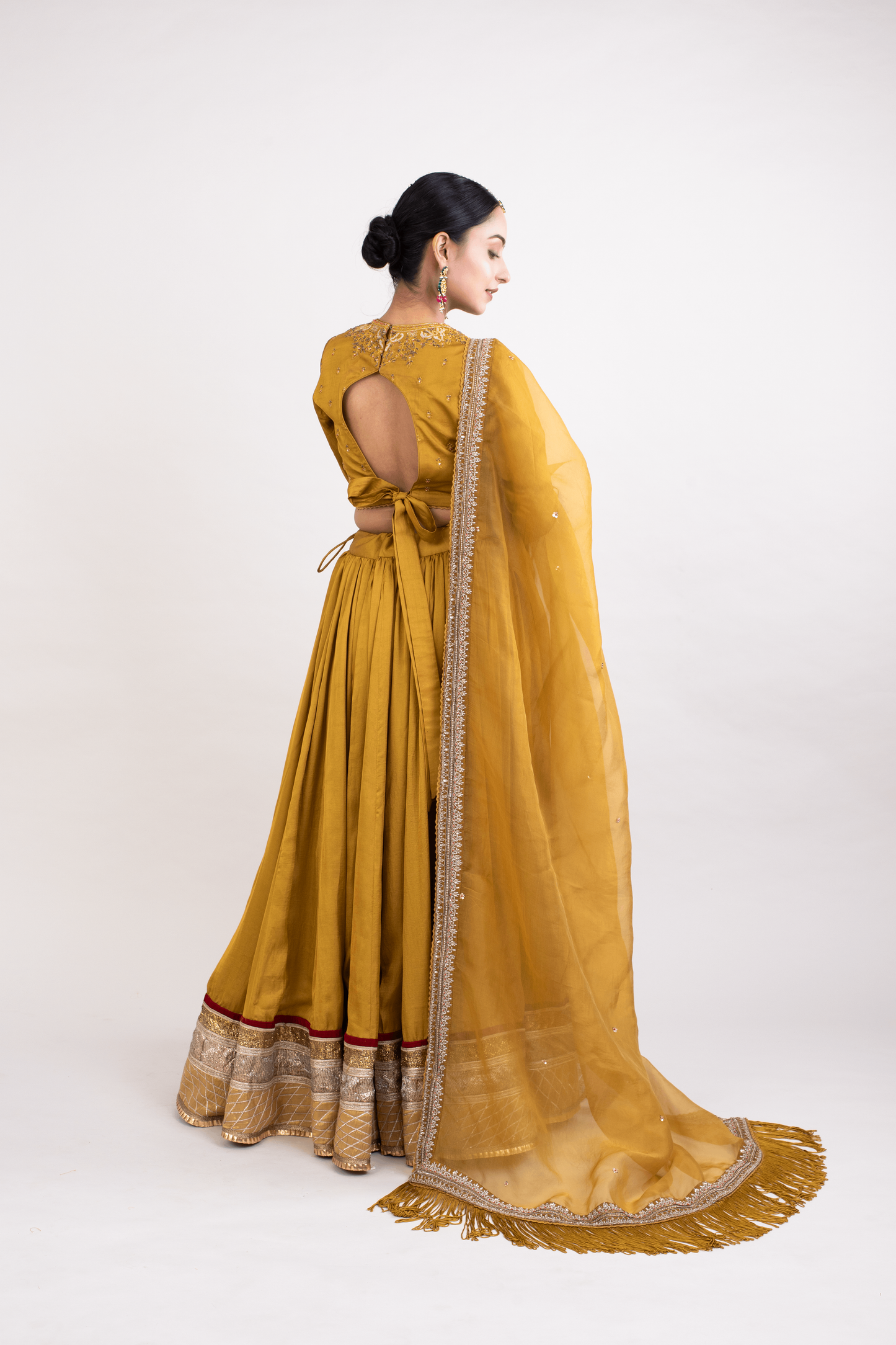 FS 124 // Mustard chokar neck blouse and lehenga