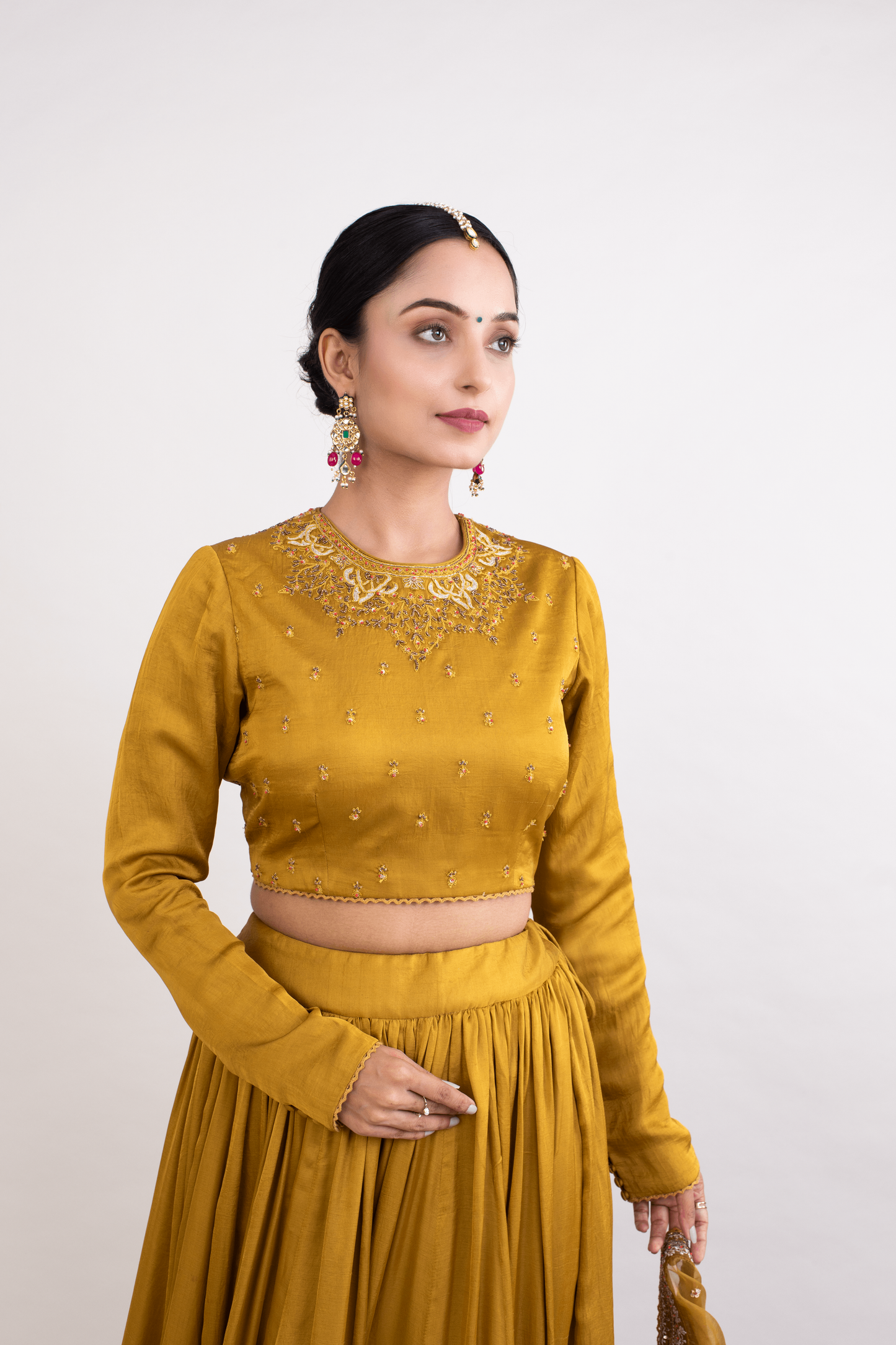 FS 124 // Mustard chokar neck blouse and lehenga