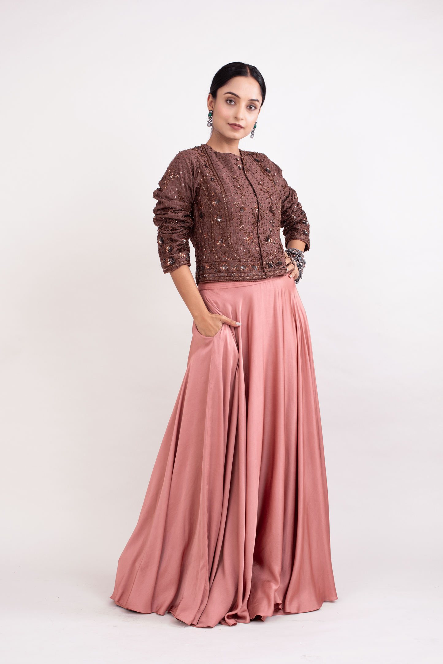 FS 111 // Chocolate blouse with cotton modal skirt